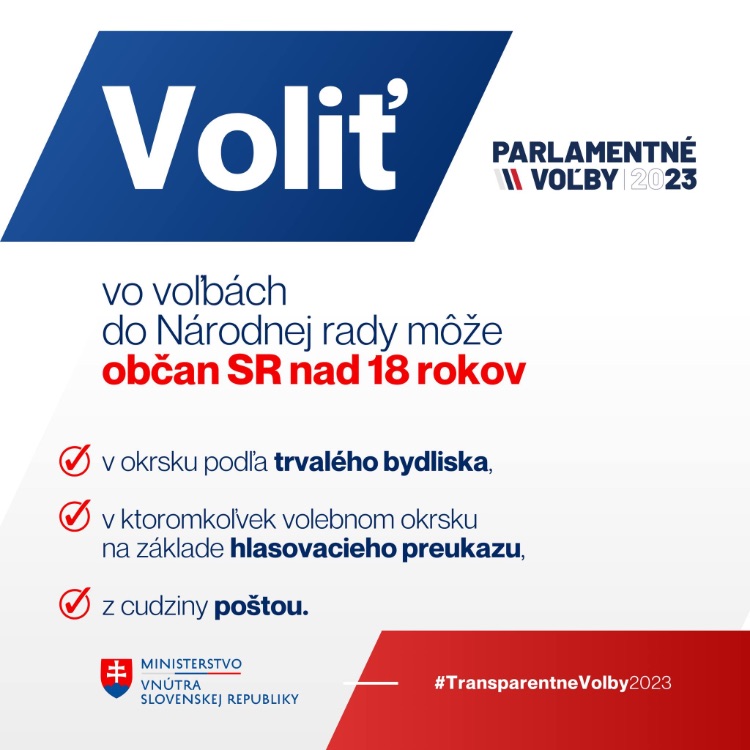 Volič môže voliť na území Slovenskej republiky  vo volebnom okrsku, v ktorého zozname voličov je zapísaný, alebo v ktoromkoľvek volebnom okrsku na základe hlasovacieho preukazu Volič môže voliť mimo územia Slovenskej republiky poštou, ak  nemá trvalý pobyt na území Slovenskej republiky, má trvalý pobyt na území Slovenskej republiky a v čase volieb sa zdržiava mimo jej územia a bol na základe žiadosti zapísaný do osobitného zoznamu voličov.